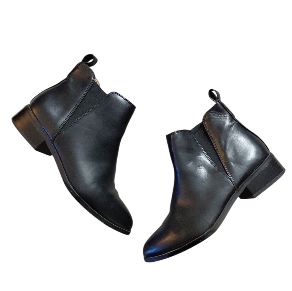 J Crew Fallon Black Leather Ankle Boots Women's Size 7 Black Booties - Picture 11 of 11
